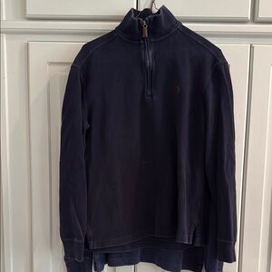 (2)Polo Ralph Lauren navy cotton 1/4 zip sweaters AS & AM